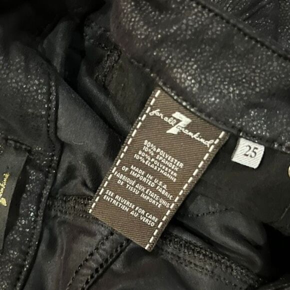 7 For All Mankind Black Faux Leather Reptile Print Skinny Ankle Jeans Size 25 - Picture 4 of 4